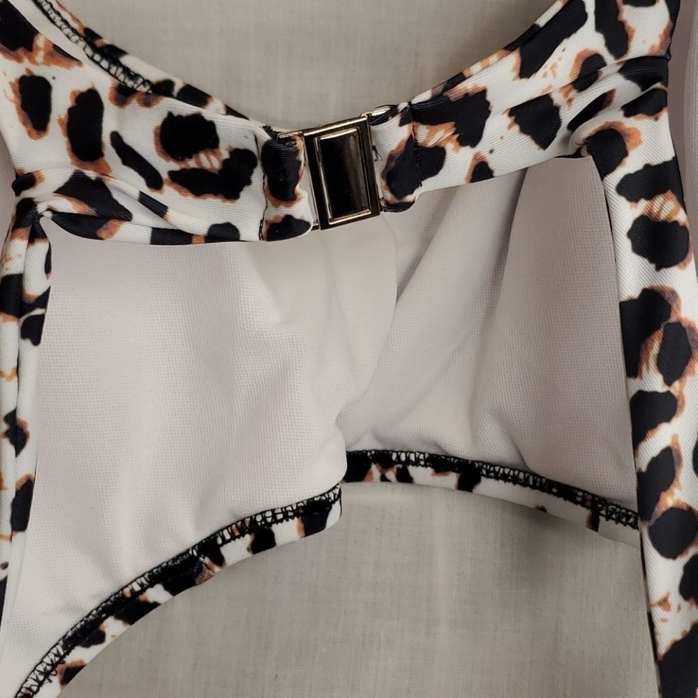 Sexy Leopard Print Bathing Suit Large Cut out - Picture 6 of 11